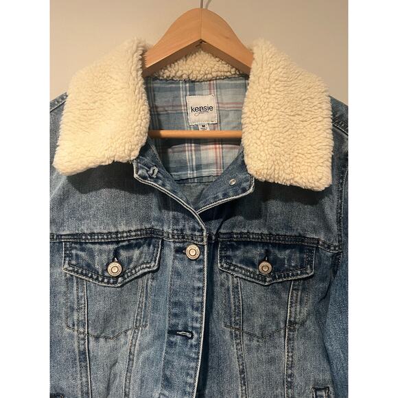 Kensie Denim Sherpa Jacket - Picture 2 of 5